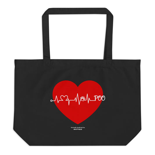 "Heartbeat - Poo" Large organic tote bag